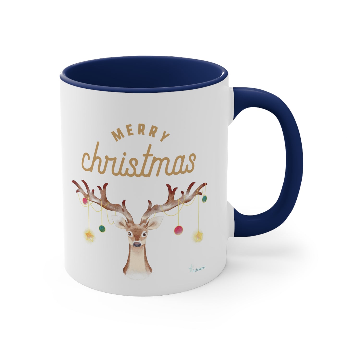Merry Christmas Reindeer Accent Coffee Mug, 11oz