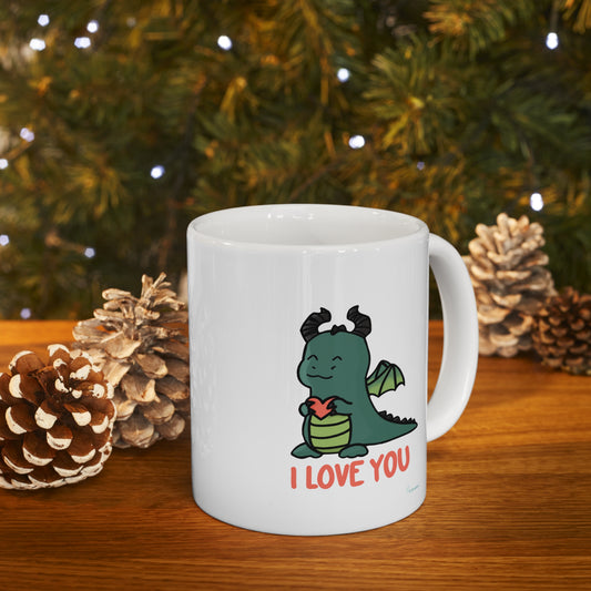 I Love You Dragon With Heart Ceramic Mug 11oz