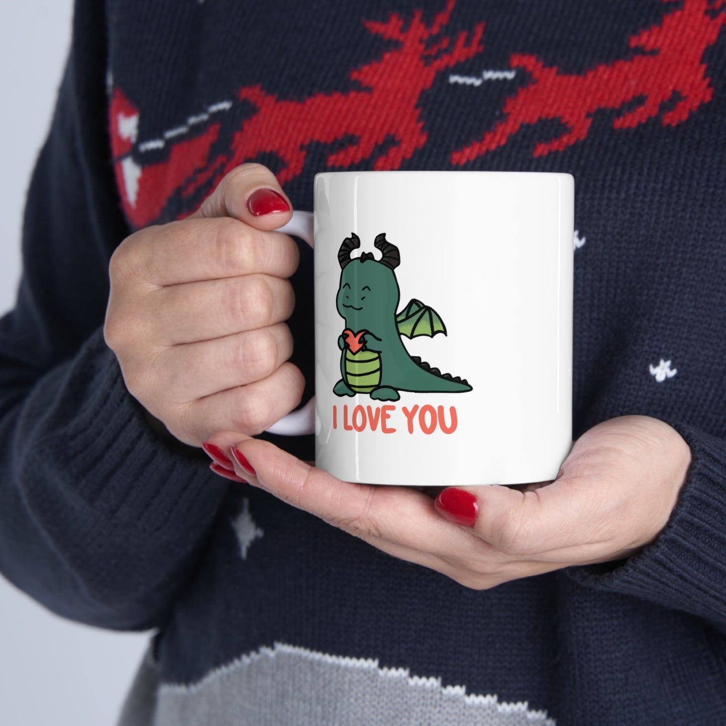 I Love You Dragon With Heart Ceramic Mug 11oz