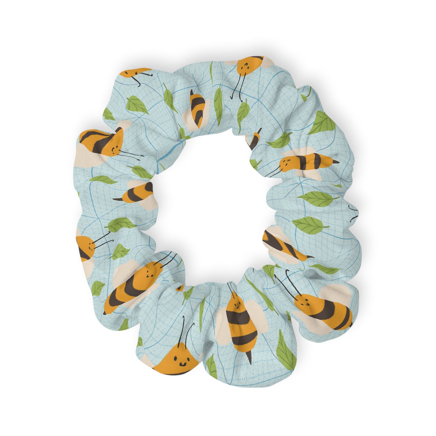 Bee and Leaf Pattern Scrunchie