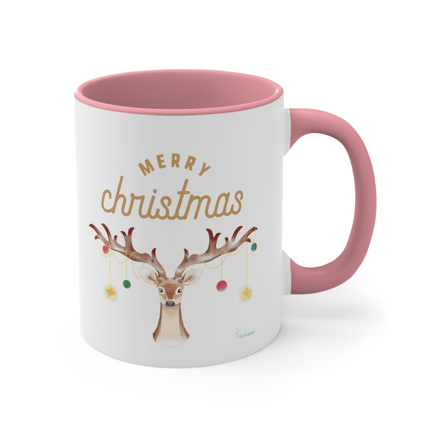 Merry Christmas Reindeer Accent Coffee Mug, 11oz