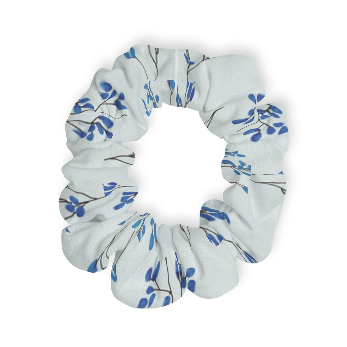 Light Blue and Dark Blue Flower Pattern Scrunchie