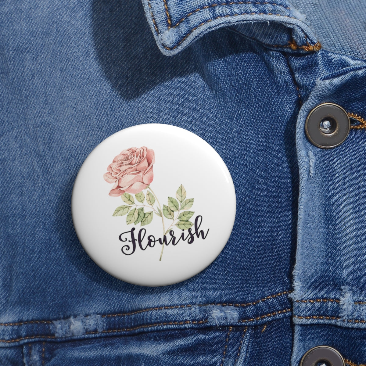 Flourish Rose Pin Buttons