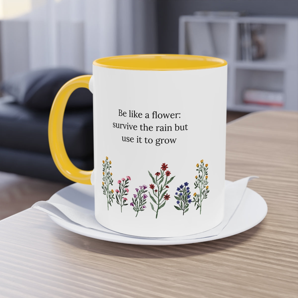 Be Like A Flower Two-Tone Coffee Mug, 11oz