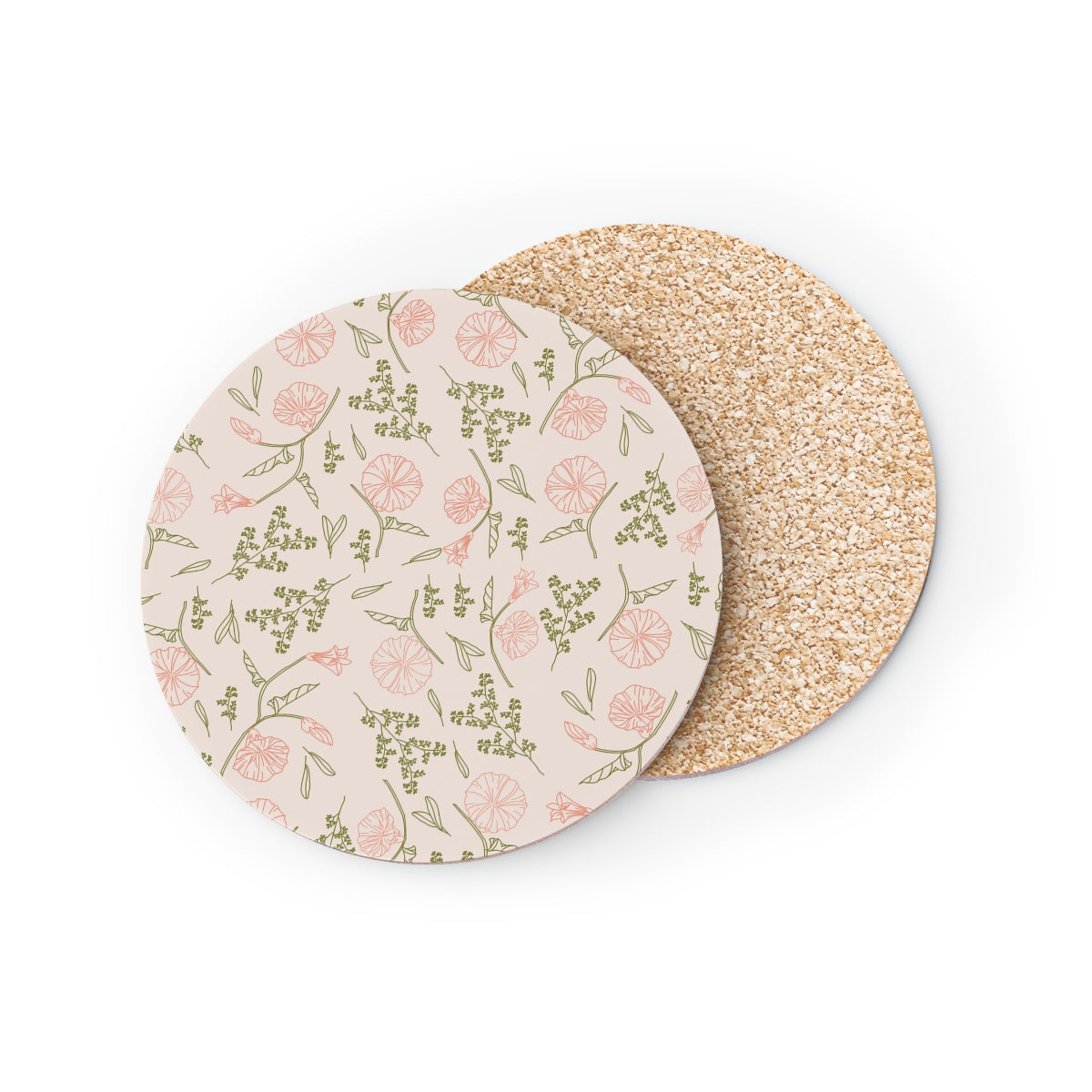 Peach Flower Pattern Coasters