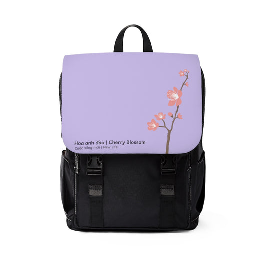 Vietnamese Cherry Blossom Unisex Casual Shoulder Backpack