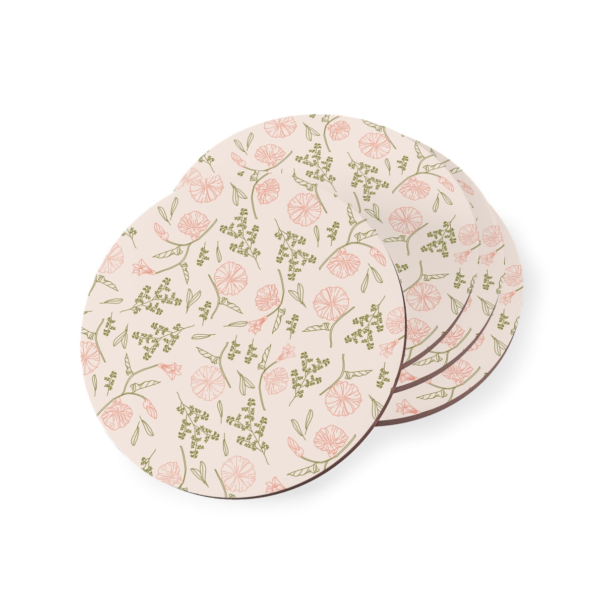 Peach Flower Pattern Coasters