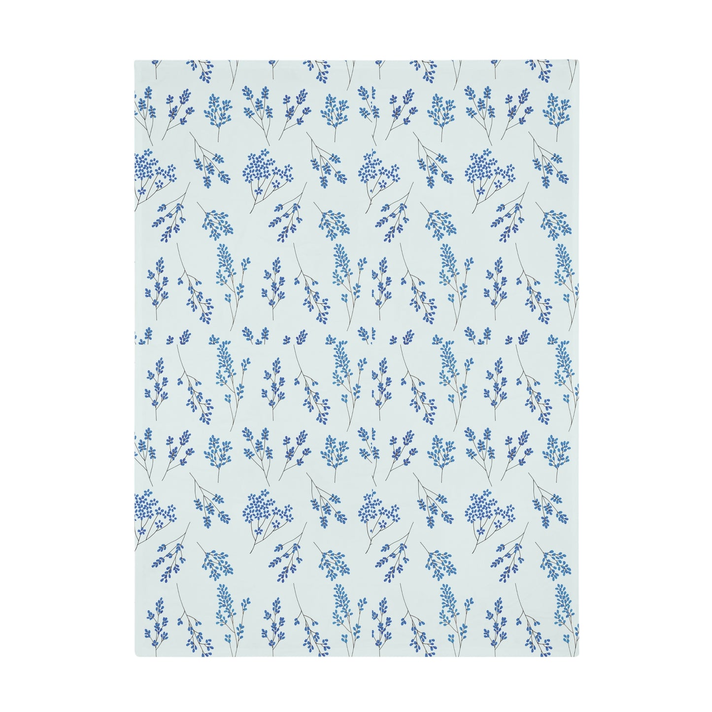 Blue Flower Plush Fleece Blanket