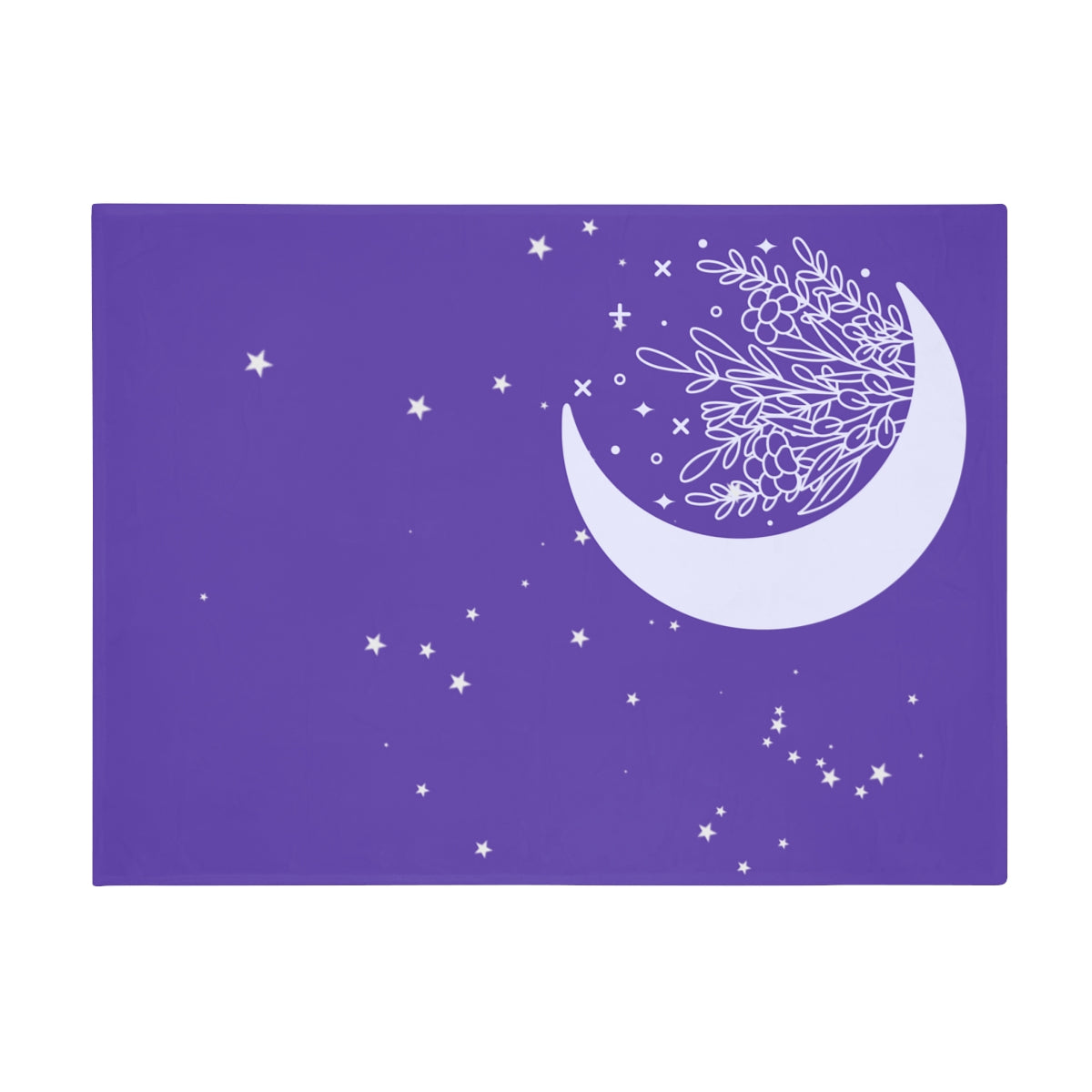 Purple Moon and Stars Plush Fleece Blanket