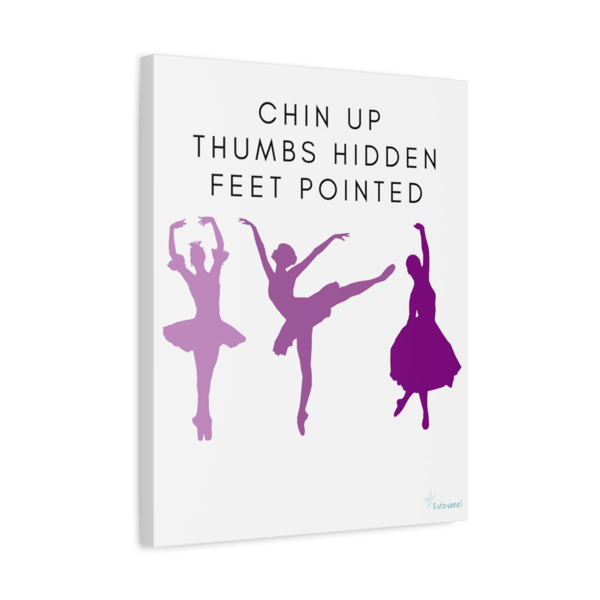 Ballerina Purple Chin Up Thumbs Hidden Feet Pointed Matte Canvas, Stretched, 1.25"