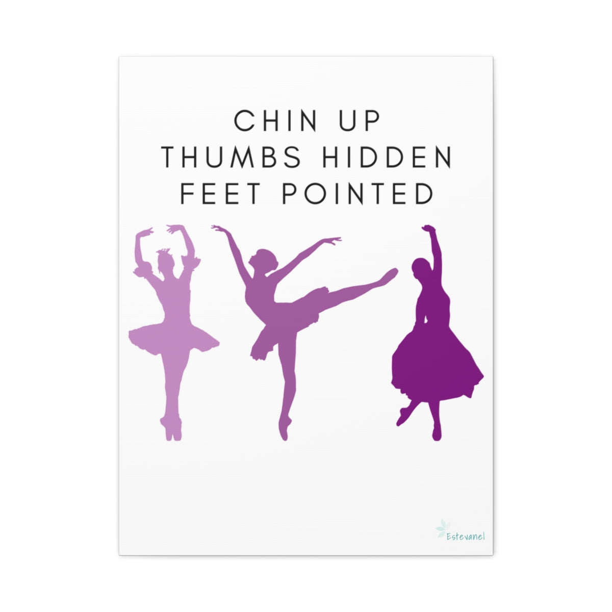 Ballerina Purple Chin Up Thumbs Hidden Feet Pointed Matte Canvas, Stretched, 1.25"