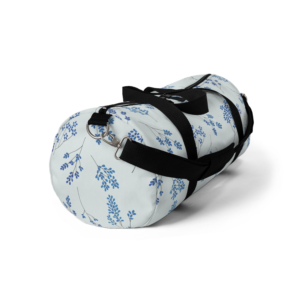 Light Blue Dark Blue Flower Pattern Duffel Bag