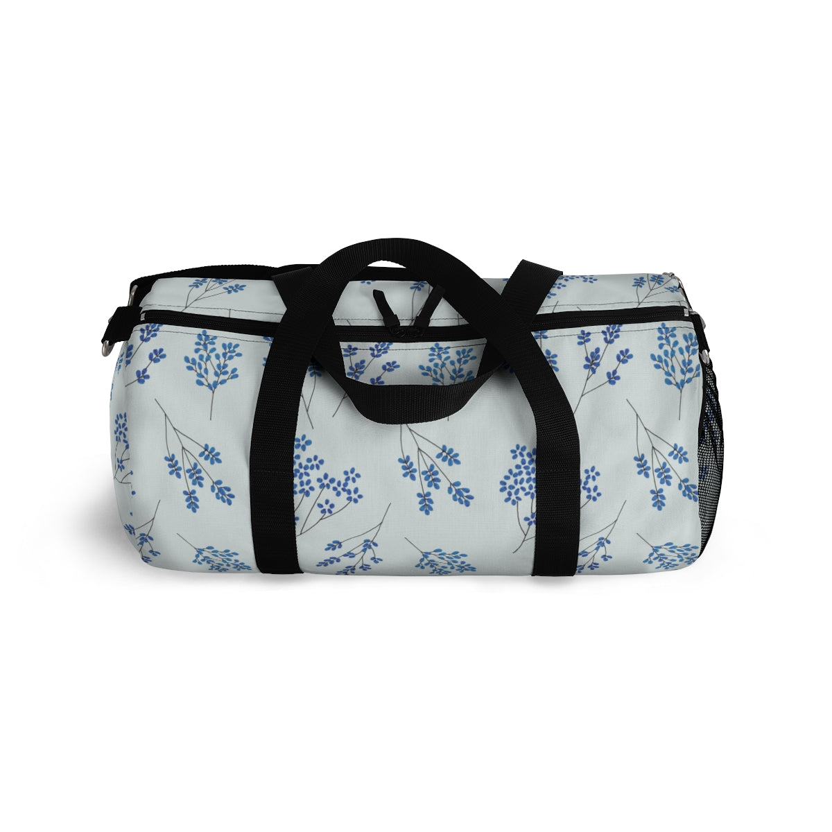 Light Blue Dark Blue Flower Pattern Duffel Bag