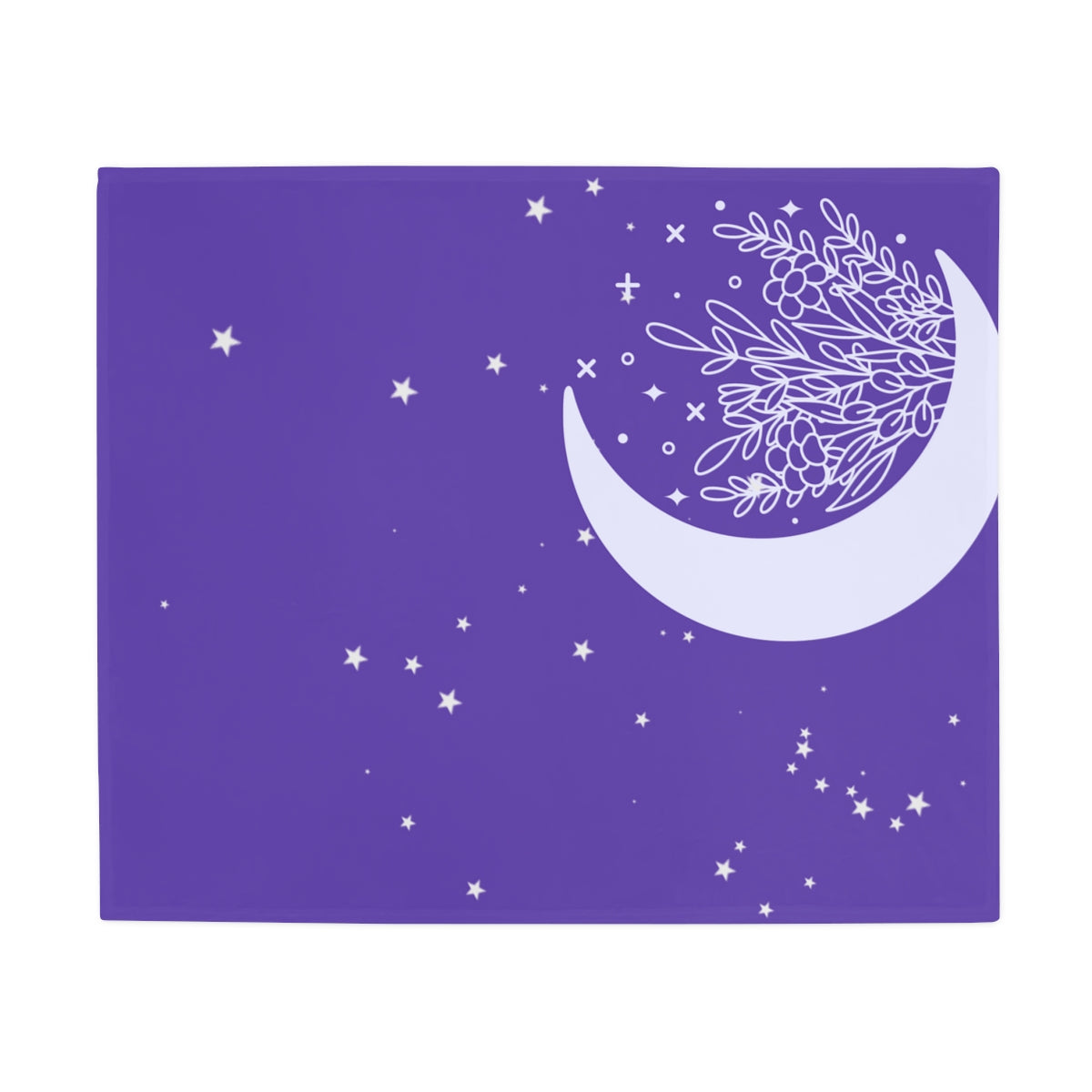 Purple Moon and Stars Plush Fleece Blanket