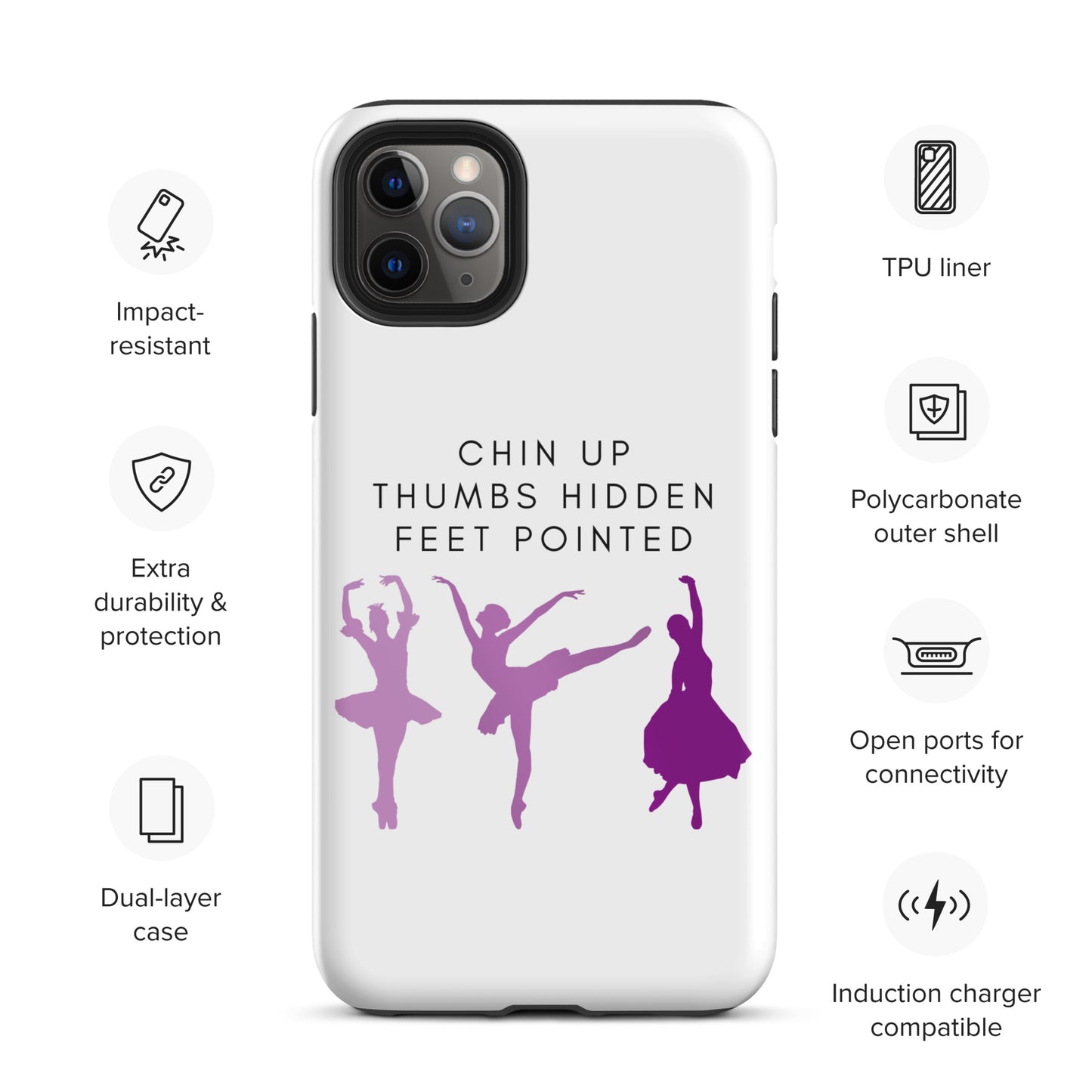 Ballerina Purple Chin Up Thumbs Hidden Feet Pointed iPhone case