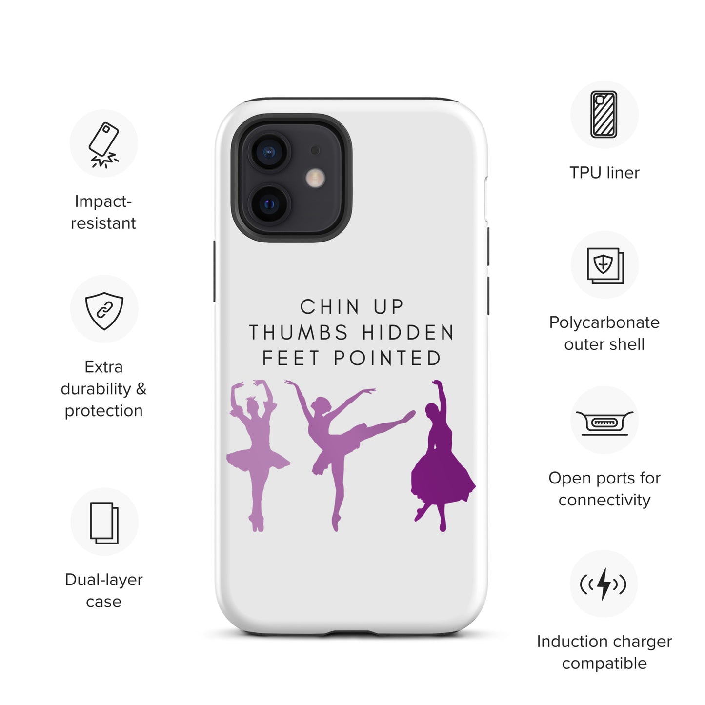 Ballerina Purple Chin Up Thumbs Hidden Feet Pointed iPhone case