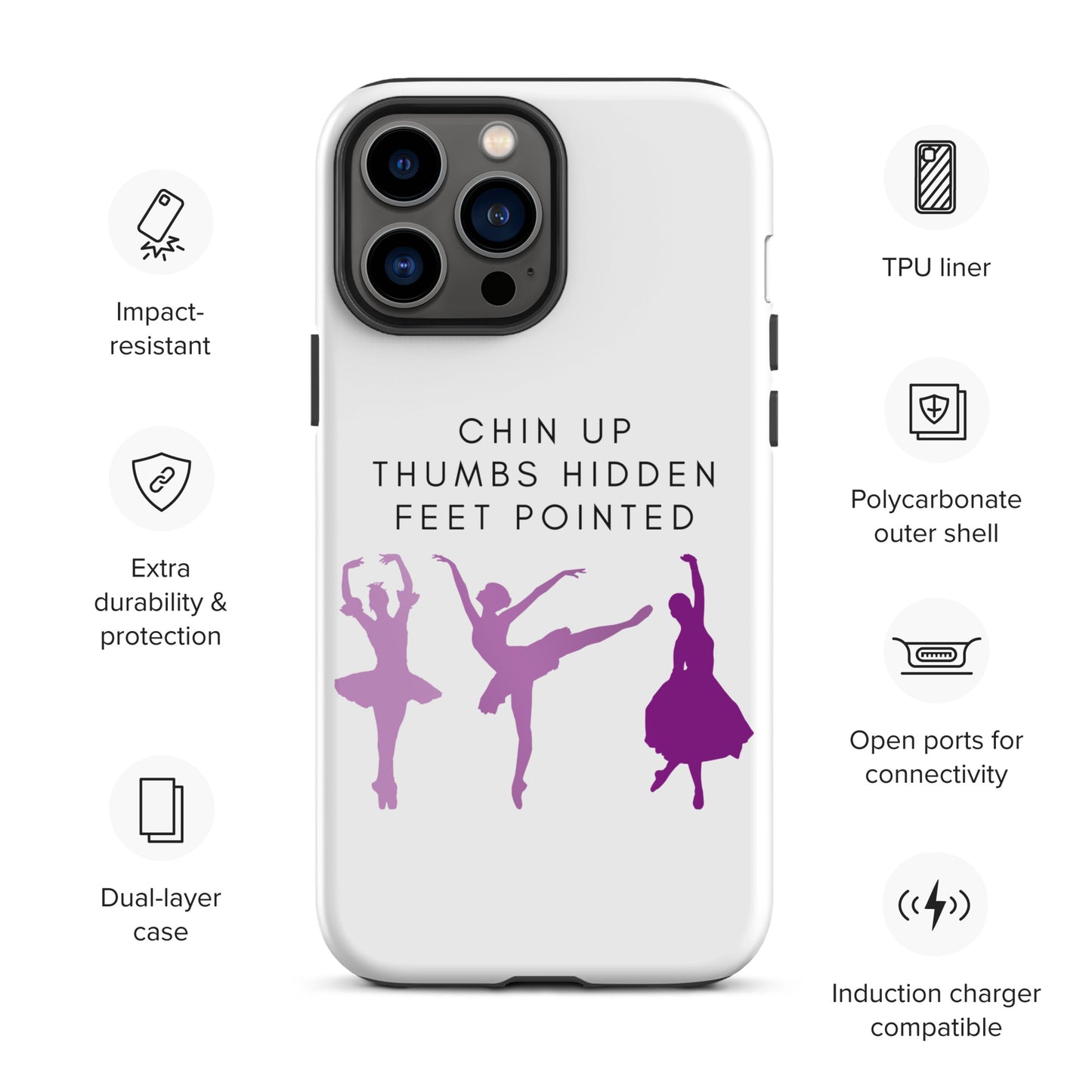 Ballerina Purple Chin Up Thumbs Hidden Feet Pointed iPhone case