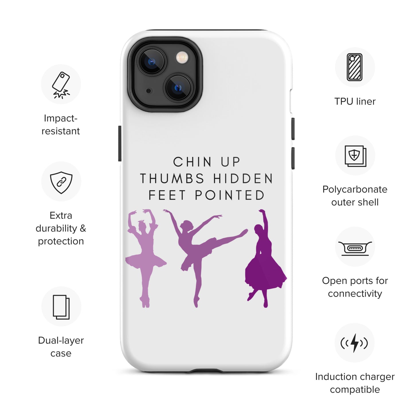 Ballerina Purple Chin Up Thumbs Hidden Feet Pointed iPhone case